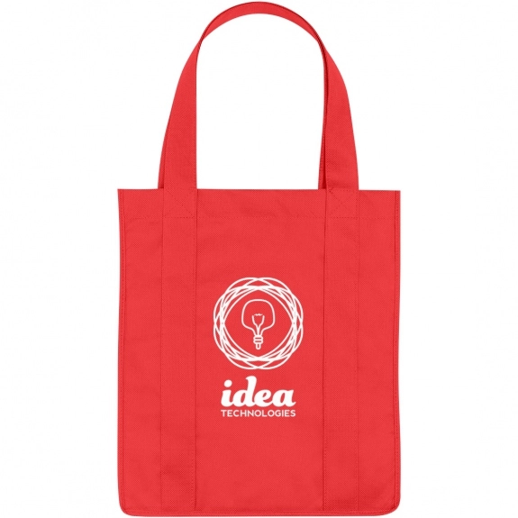 Red Grocery Non-Woven Custom Tote Bag - 13"w x 15"h x 10"d