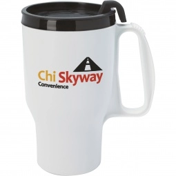White Custom Travel Mug w/ Slider Lid - 15 oz.