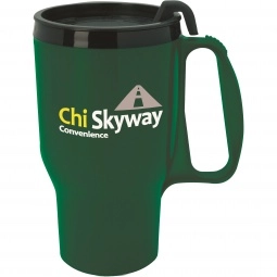 Metallic Green Custom Travel Mug w/ Slider Lid - 15 oz.