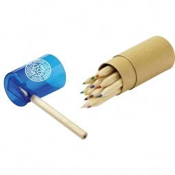 Translucent Blue Colored Custom Pencil Set in Tube w/ Sharpener
