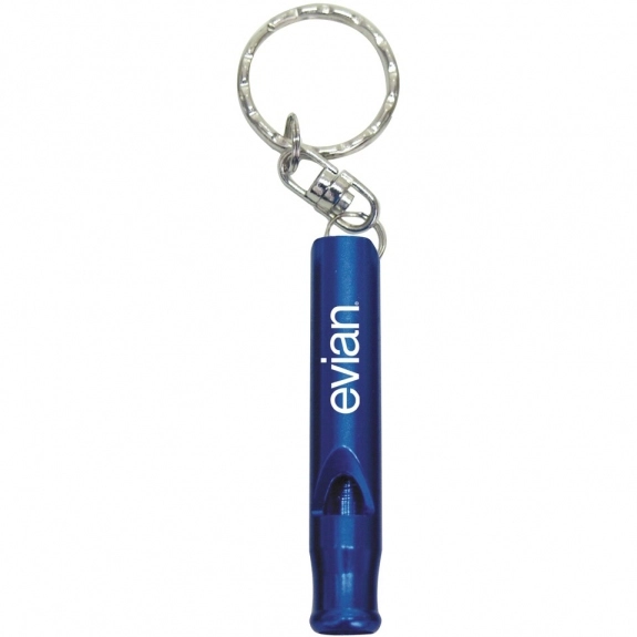 Blue Aluminum Promotional Whistle w/ Key Ring