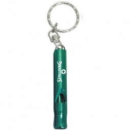 Green Aluminum Promotional Whistle w/ Key Ring