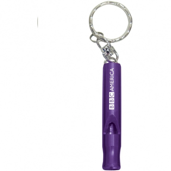 Purple Aluminum Promotional Whistle w/ Key Ring
