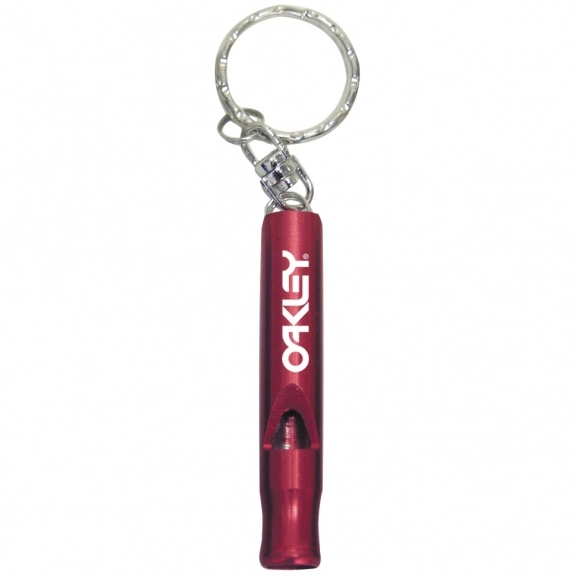 Red Aluminum Promotional Whistle w/ Key Ring