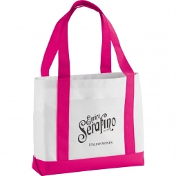 Magenta Colored Handle Logo Boat Tote - 18.5"w x 12"h x 4"d