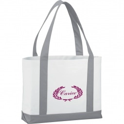 Grey Colored Handle Logo Boat Tote - 18.5"w x 12"h x 4"d