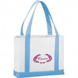 Light Blue Colored Handle Logo Boat Tote - 18.5"w x 12"h x 4"d