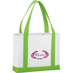 Lime Green Colored Handle Logo Boat Tote - 18.5"w x 12"h x 4"d