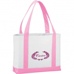 Pink Colored Handle Logo Boat Tote - 18.5"w x 12"h x 4"d