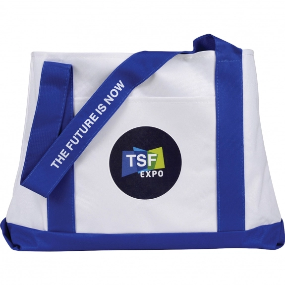 Royal Blue Colored Handle Logo Boat Tote - 18.5"w x 12"h x 4"d