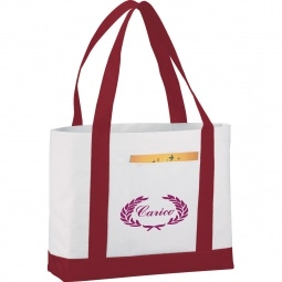 Maroon Colored Handle Logo Boat Tote - 18.5"w x 12"h x 4"d