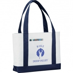 Navy Colored Handle Logo Boat Tote - 18.5"w x 12"h x 4"d