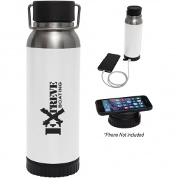 White Stainless Steel Custom Power Bank Water Bottle w/ Wirelesss Charger L