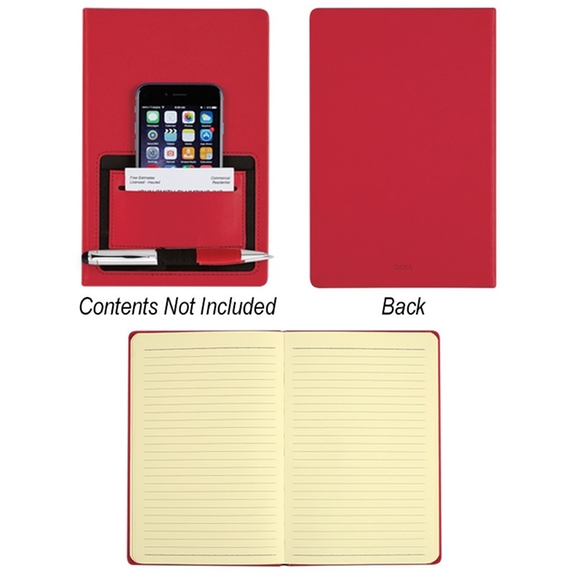 Inside Executive Pocket Lined Custom Notebook - 6"w x 8"h