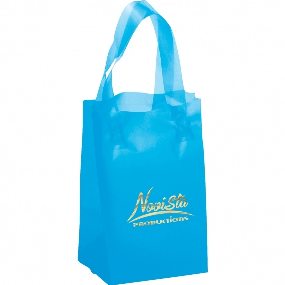 Blue Translucent Frosted Soft Loop Promo Shopping Bag