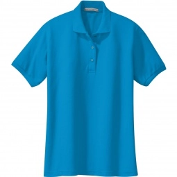 Turquoise Port Authority Silk Touch Custom Polo - Women's