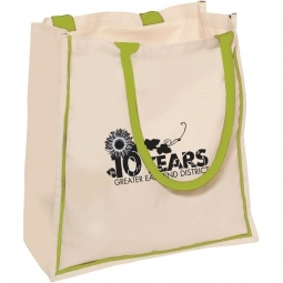 Lime Green Cotton Nantucket Promotional Shopping Tote Bag - 15"w x 15.75"h 