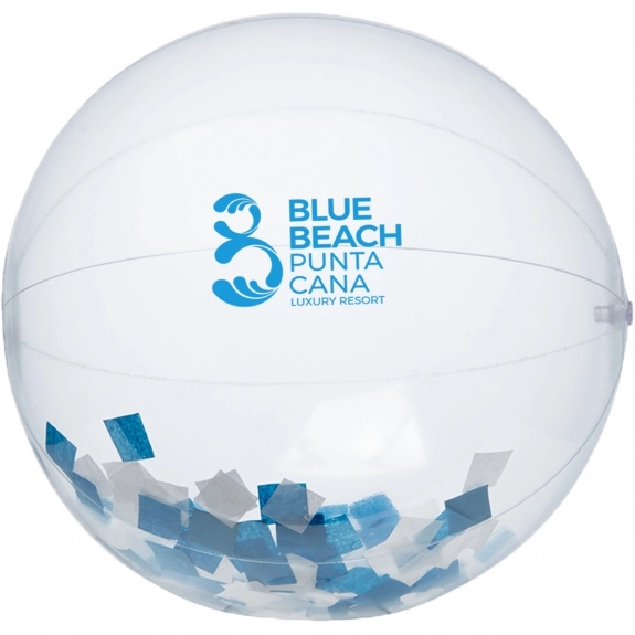 Confetti Custom Beach Ball - Blue/White - 16"