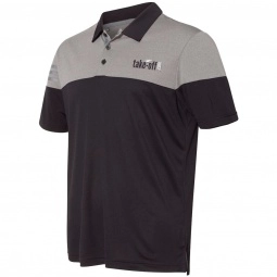 Black / Vista Grey Adidas Heather 3-Stripes Block Sport Custom Polo Shirt