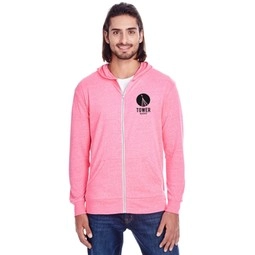 Neon Pink - Threadfast Triblend Full-Zip Hooded Custom Sweatshirt