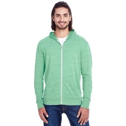 Green - Threadfast Triblend Full-Zip Hooded Custom Sweatshirt