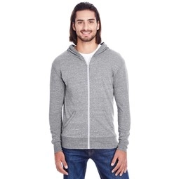 Grey - Threadfast Triblend Full-Zip Hooded Custom Sweatshirt