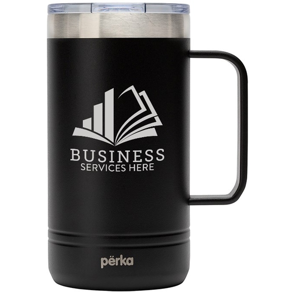 Black Perka&#174; Wayfarer 304 Insulated Custom Travel Mug - 24 oz.