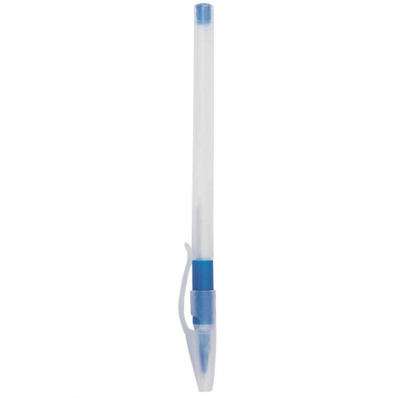 Blue Comfort Stick Clear Translucent Promotional Pen w/ Color Grip