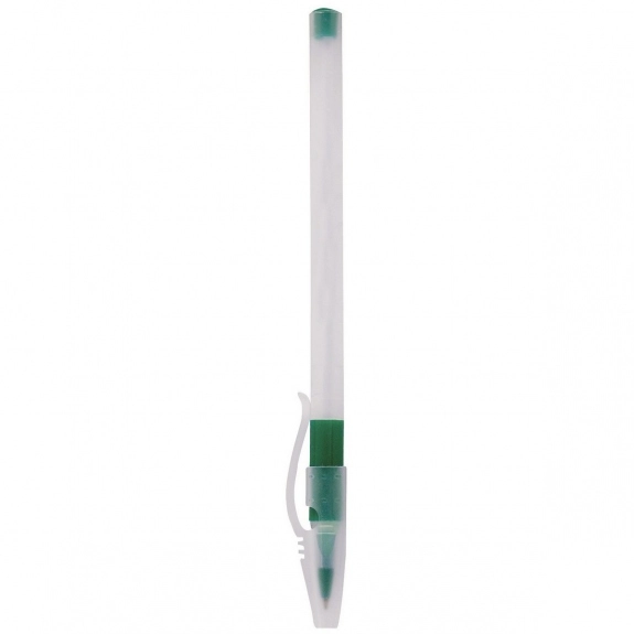 Green Comfort Stick Clear Translucent Promotional Pen w/ Color Grip