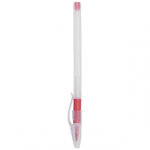Red Comfort Stick Clear Translucent Promotional Pen w/ Color Grip