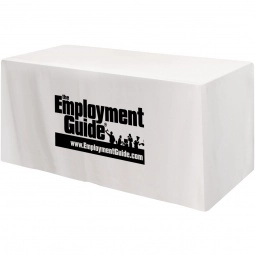 White 3-Sided Fitted Promotional Table Cover - 4 ft.