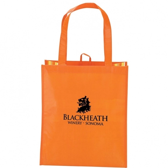 Orange Recycled PET Laminate Promotional Grocery Tote - 12"w x 14"h x 8"d