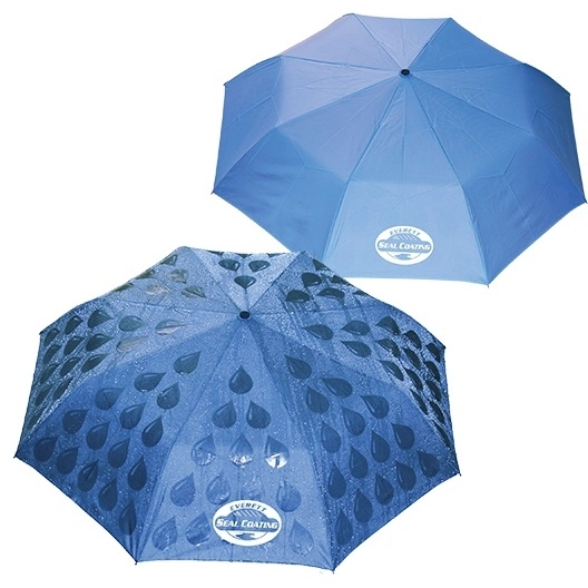 Blue - Mood Color Changing Custom Umbrella - Blue Raindrops - 42"