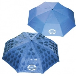 Mood Color Changing Custom Umbrella - Blue Raindrops - 42"
