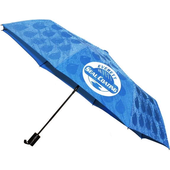 Open - Mood Color Changing Custom Umbrella - Blue Raindrops - 42"