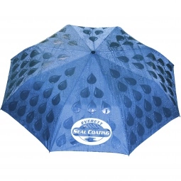 Raindrops - Mood Color Changing Custom Umbrella - Blue Raindrops - 42"