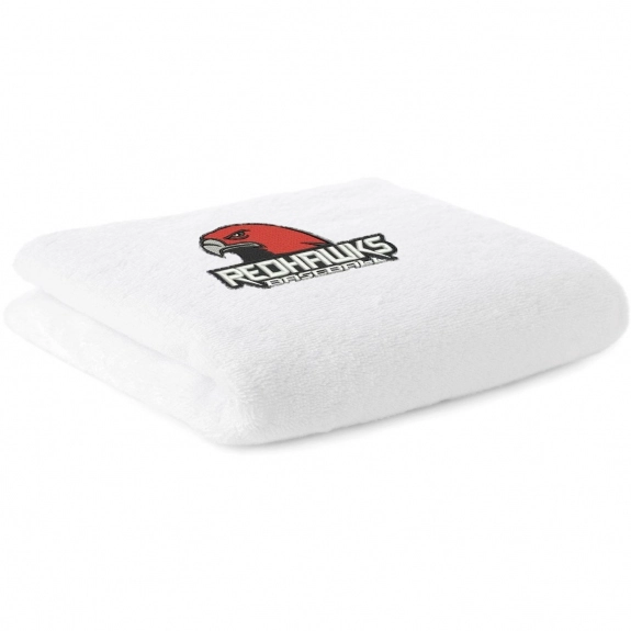 Terry Velour Flat Hem Custom Sport Towel - White