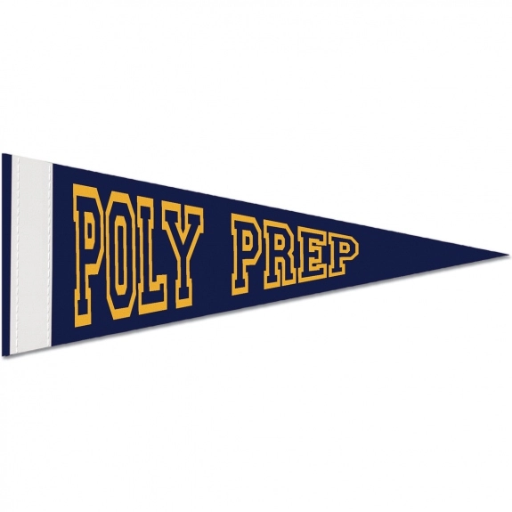 Navy Blue Colored Felt Promotional Pennant w/ Contrast Strip - 10"w x 4"h