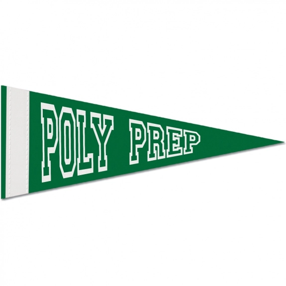 Green Colored Felt Promotional Pennant w/ Contrast Strip - 10"w x 4"h