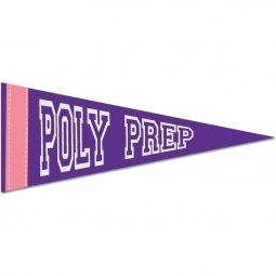 Purple Colored Felt Promotional Pennant w/ Contrast Strip - 10"w x 4"h
