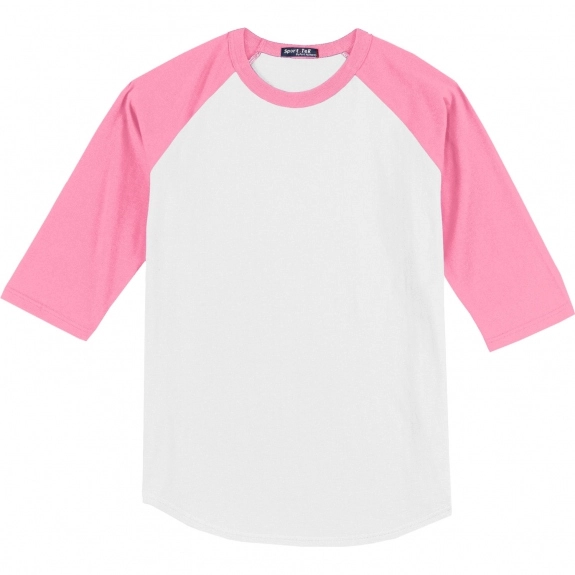 Bright Pink Sport Tek Colorblock Raglan Custom Jersey - Youth