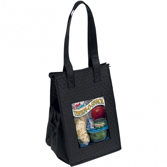 Black Full Color Non-Woven Insulated Zippered Tote 