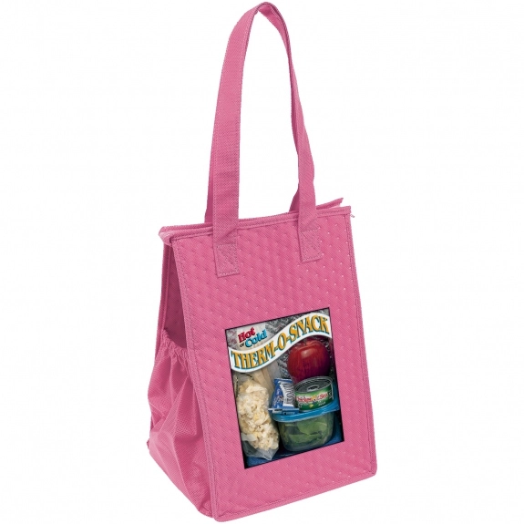 Brite Pink Full Color Non-Woven Insulated Zippered Tote 