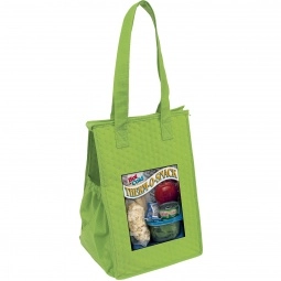 Lime Green Full Color Non-Woven Insulated Zippered Tote 