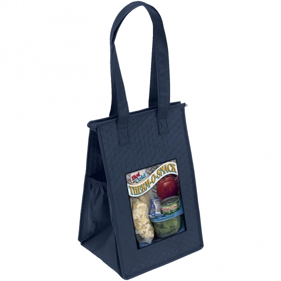 Navy Blue Full Color Non-Woven Insulated Zippered Tote 