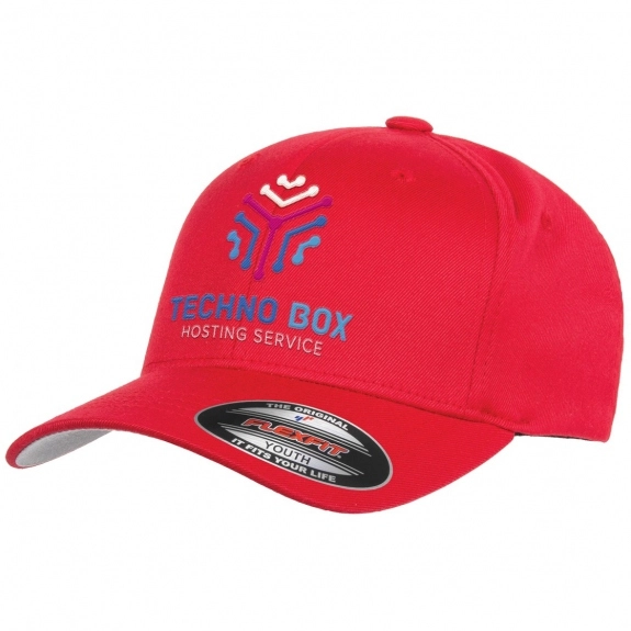 Red Yupoong Wooly Structured Promotional Cap - Youth