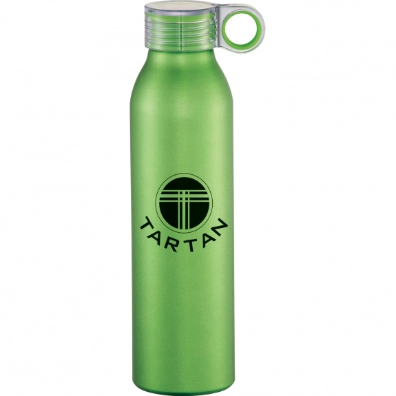 Lime Green - Matte Aluminum Custom Water Bottle w/ Carrying Loop - 22 oz