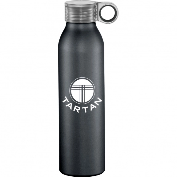 Charcoal - Matte Aluminum Custom Water Bottle w/ Carrying Loop - 22 oz