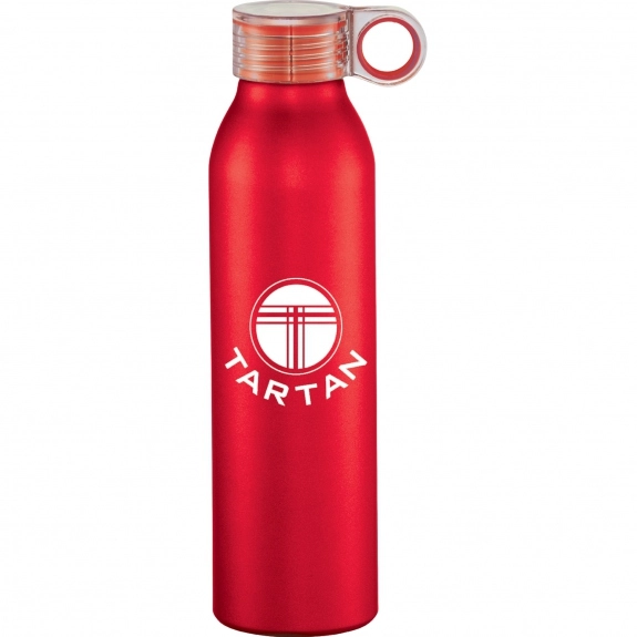 Red - Matte Aluminum Custom Water Bottle w/ Carrying Loop - 22 oz