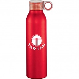 Red - Matte Aluminum Custom Water Bottle w/ Carrying Loop - 22 oz